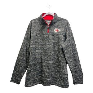 NFL Kansas City Chiefs Mens Size Large Grey 1/4 Zip Long Sleeve Pullover
